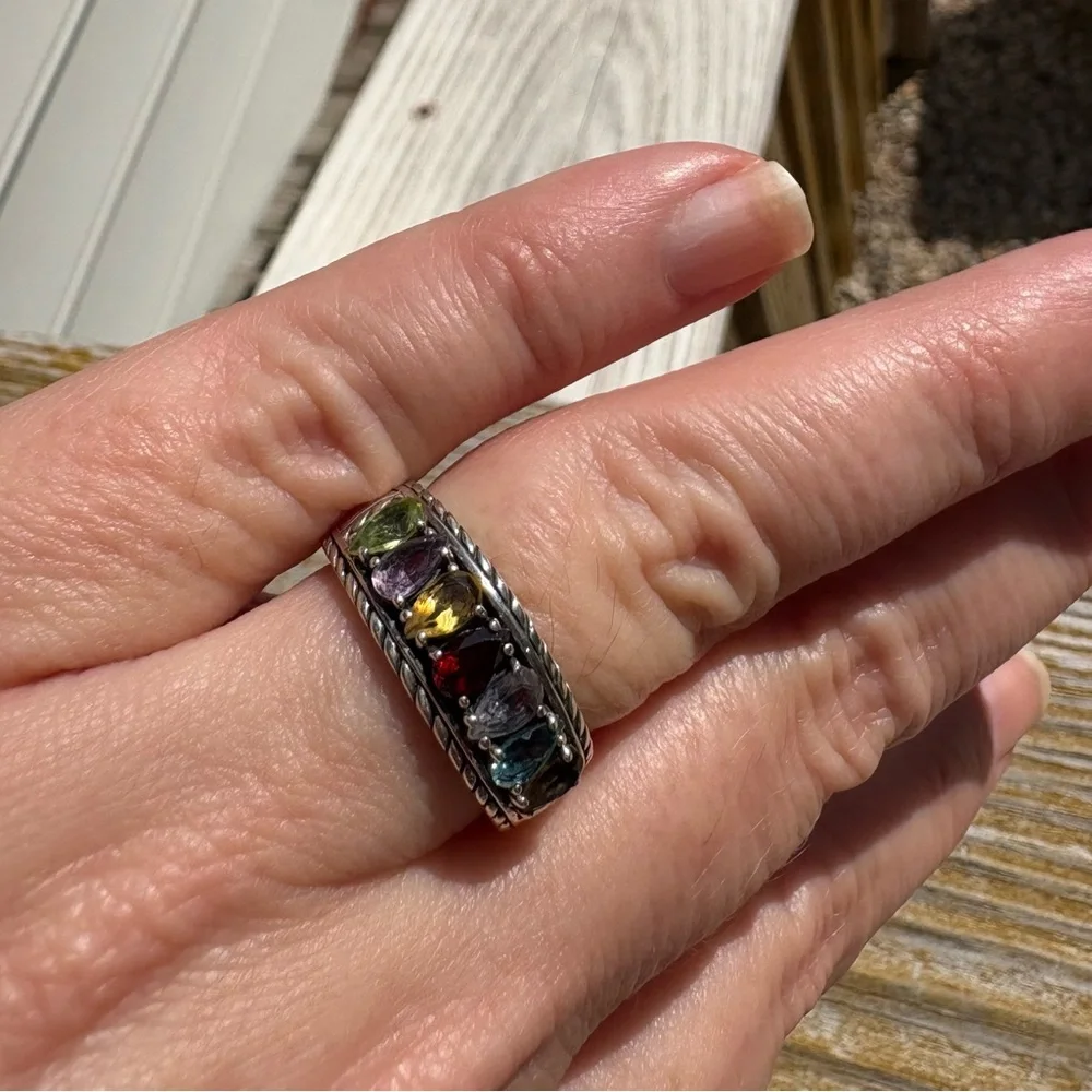 Effy Multicolor Semi-precious Gemstone Sterling Silver Ring - Size 7 - Picture 2 of 12